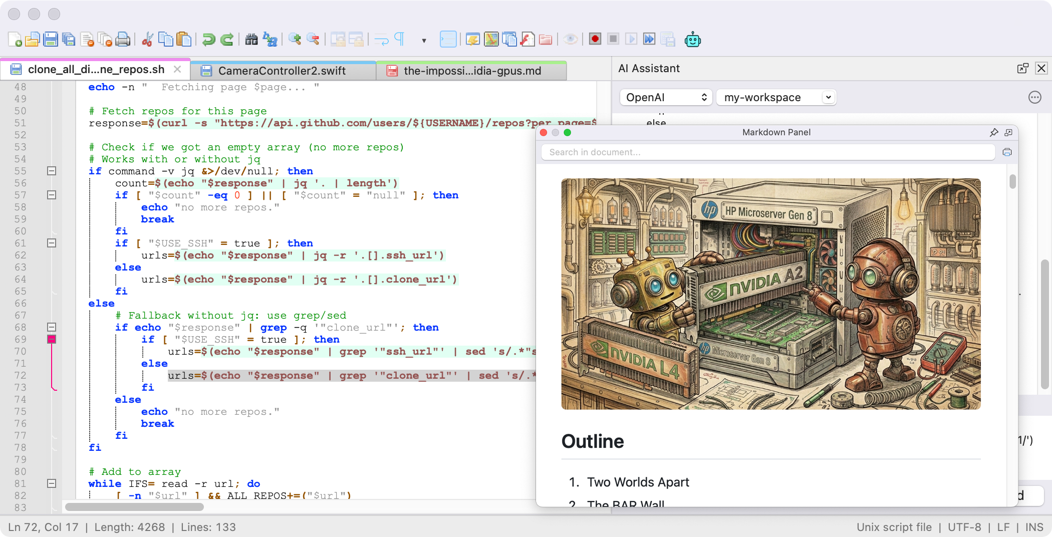Notepad++ for macOS light mode with multi-document tabbed editing and native macOS toolbar